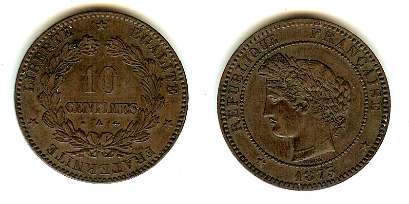 10 centimes Cérès 1873 Paris SUP